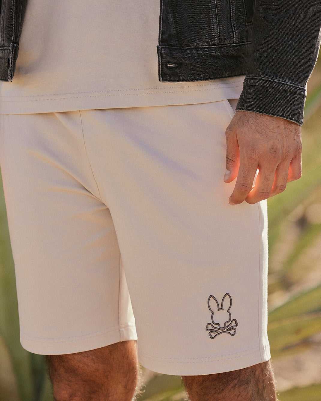 Short Psycho Bunny Livingston Sweatshort Beige Homme | OVZ-84868498